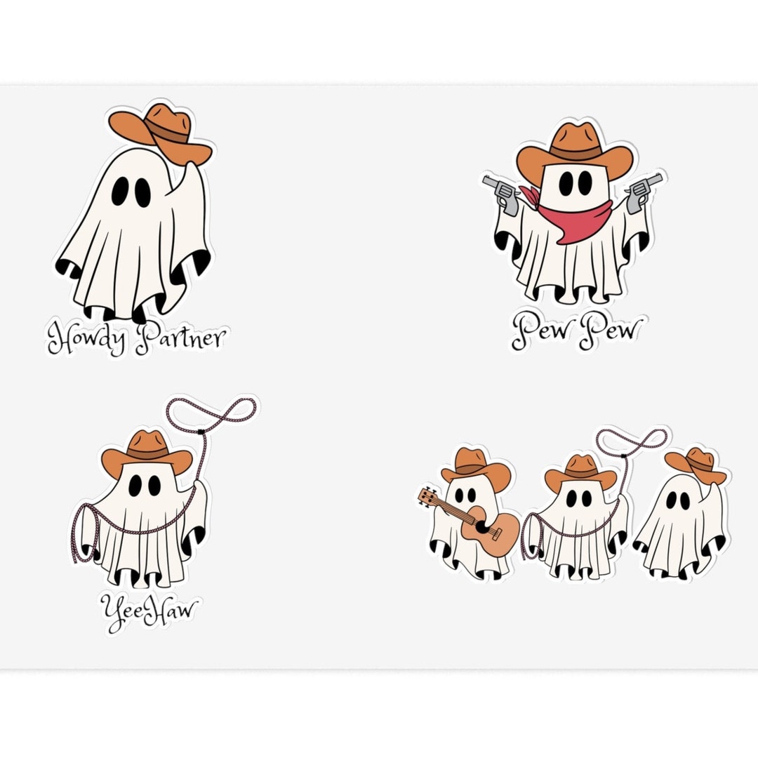 Ghost Sticker Sheets, Ghost Stickers, Ghost Cowboy Stickers, Cowboy
