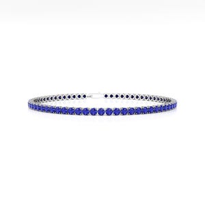 Natural Round Blue Sapphire Tennis Bracelet, 14kt Yellow Gold Stacking Jewelry image 3