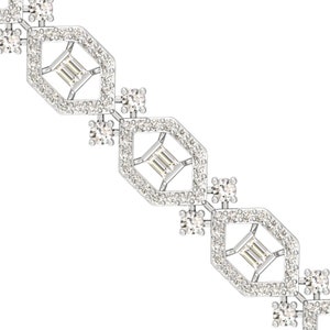 18k White Gold Wedding Exclusive Bracelet, Natural Brilliant Cut Diamond Bagguette Diamond Stunning Bridal Statement Bracelet, Gift For Love image 6