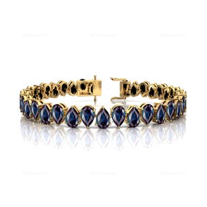 Alexandriet tennisarmband massief 14 kt witgoud - Peer edelsteen sieraden voor verloofde - Dagelijks gebruik Bruids bruiloft & verloving Cadeau voor moeder