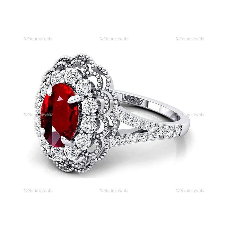 Ruby Wedding Ring, 14K Statement Ring