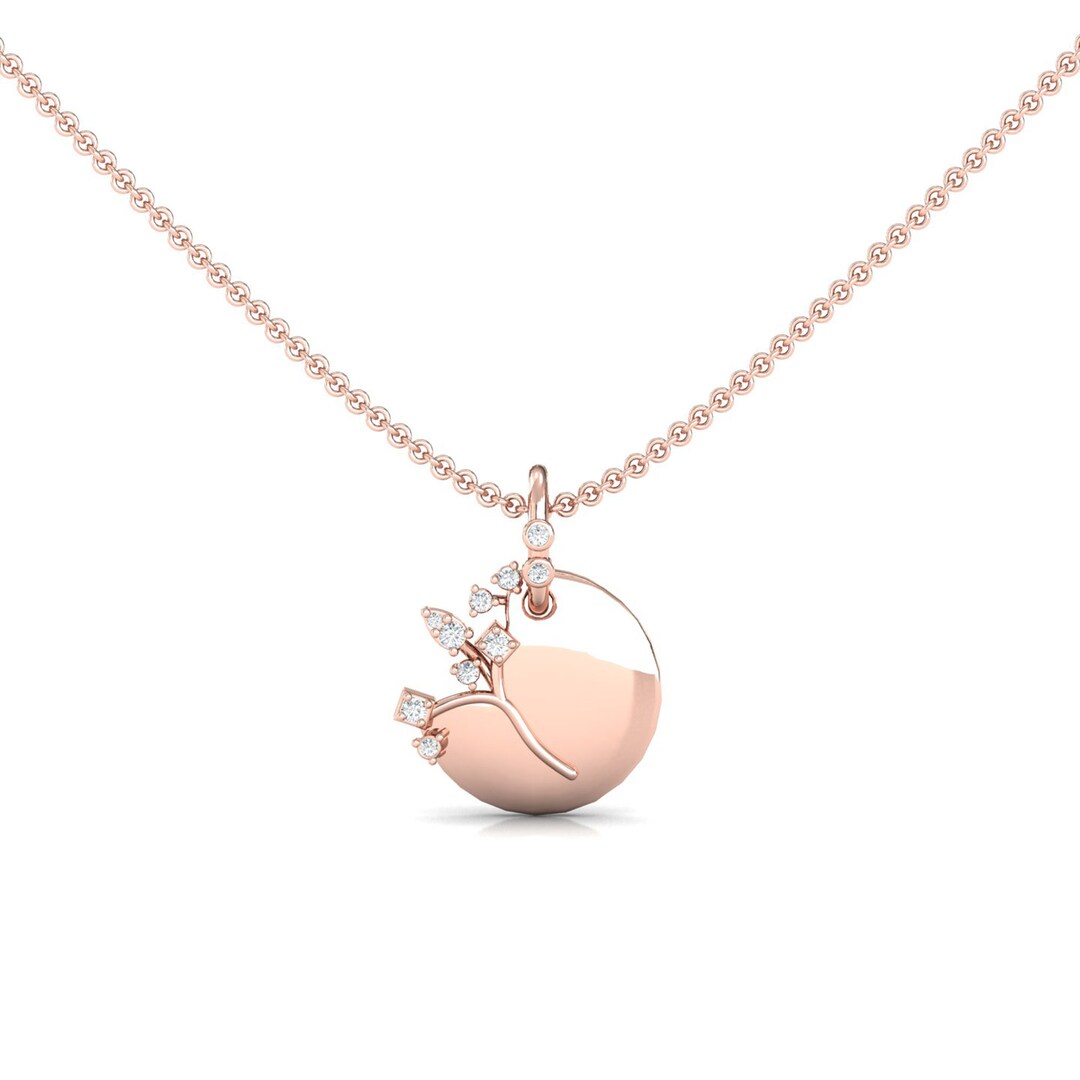 Solid Gold Diamond Pendant, 18k Solid Gold Pendant Necklace, Wedding