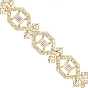18k White Gold Wedding Exclusive Bracelet, Natural Brilliant Cut Diamond Bagguette Diamond Stunning Bridal Statement Bracelet, Gift For Love image 4