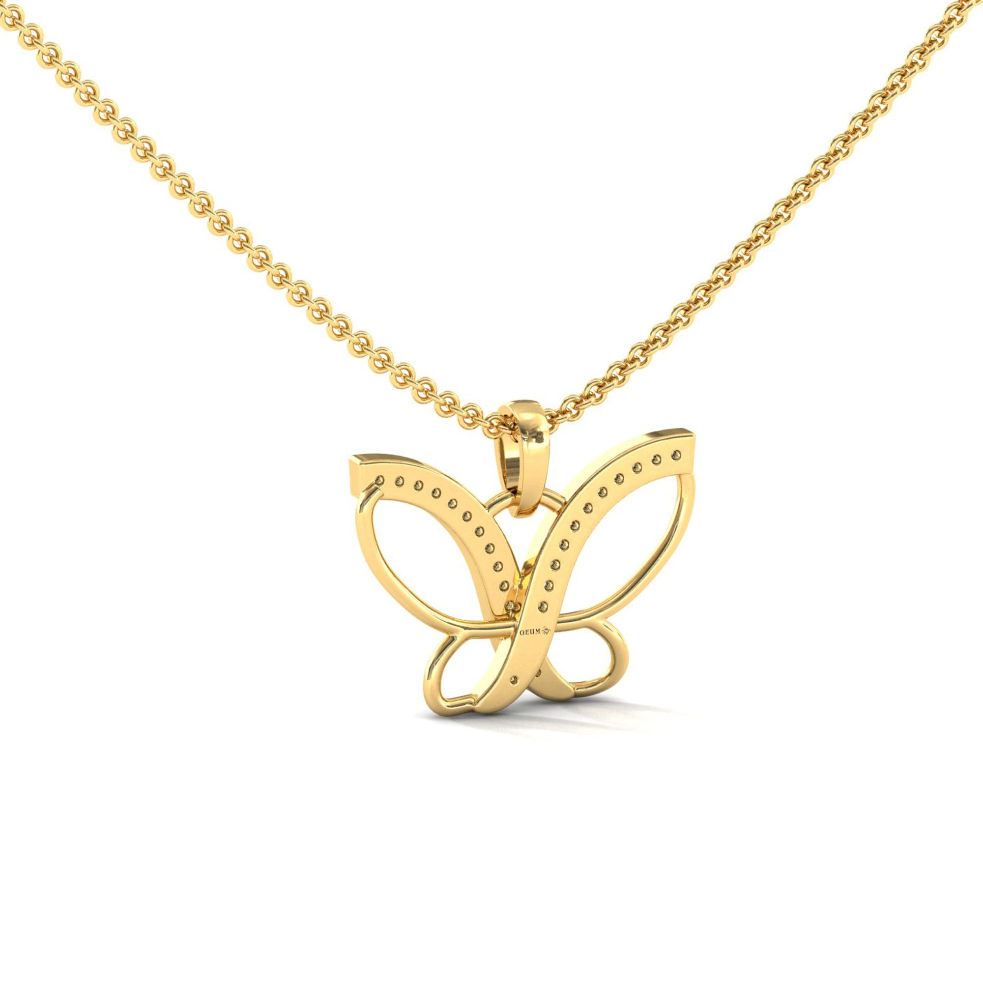 Butterfly Design 14k Solid Gold Pendant Baby Girl Gift Etsy