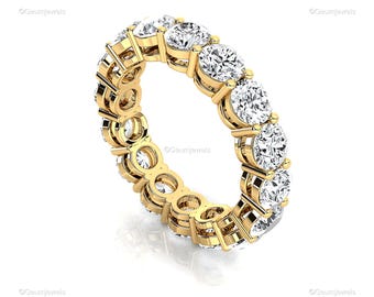 Lab Diamond Full Eternity Band: 14k/18k Solid Gold Wedding Ring