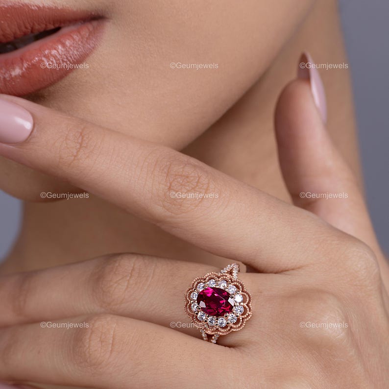 14K Gold Ruby Ring, 18K Diamond Jewelry