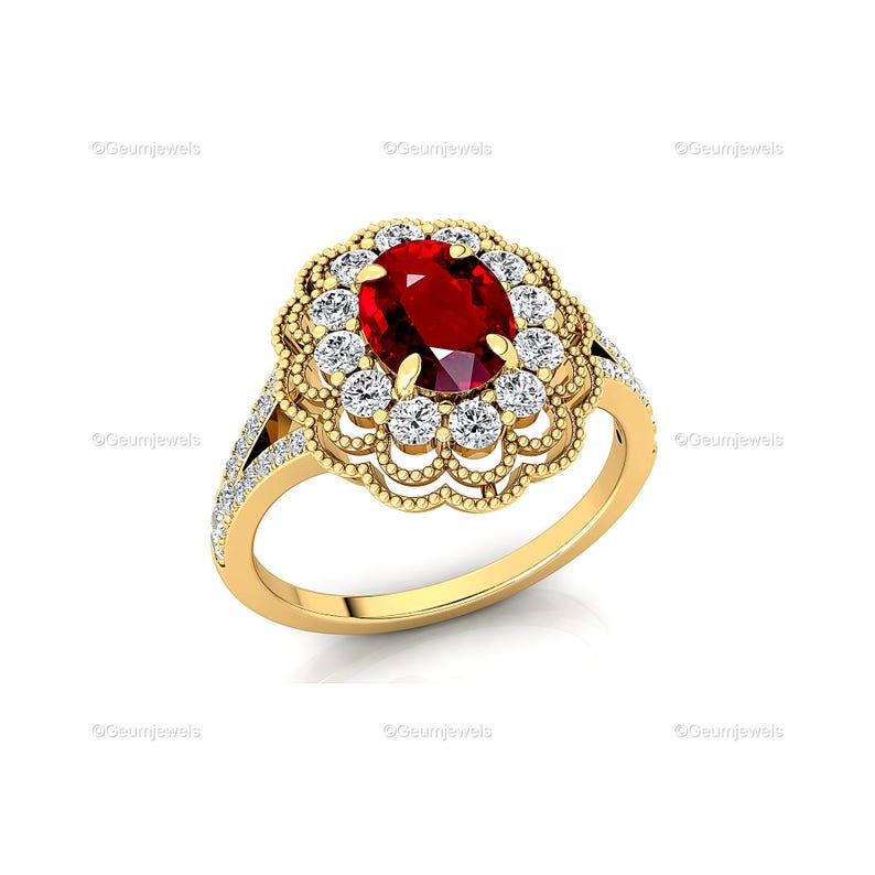 Gift To Her, Oval Birthstone Ring, 14K Anniversary Ring