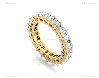 14K Gold Lab Grown Princess Cut Diamond Eternity Band