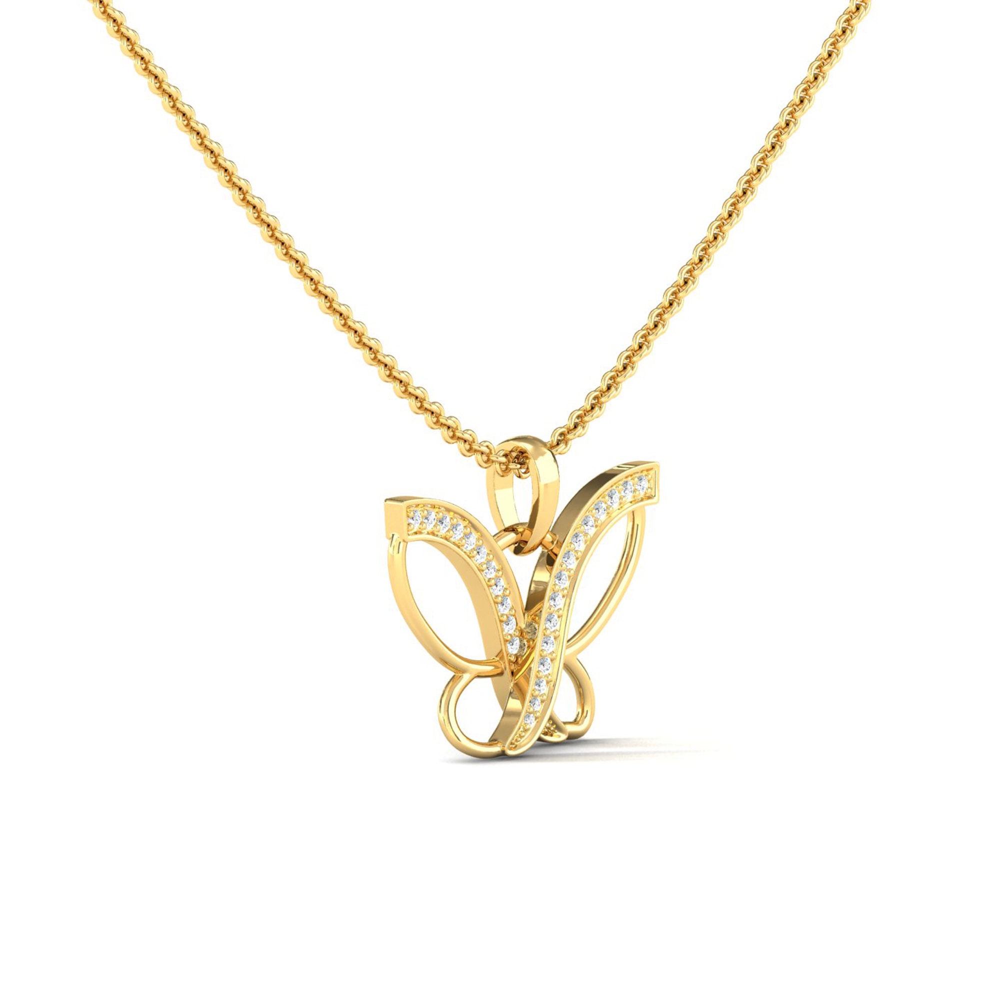 Butterfly Design 14k Solid Gold Pendant Baby Girl Gift Etsy
