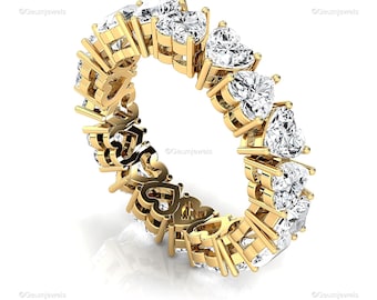 Heart Diamond Engagement Ring: 14K Solid Gold Promise Band