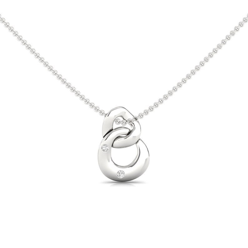 Interlinked Diamond Necklace 14k Solid Gold Necklace Etsy