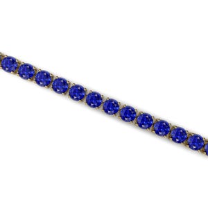Natural Round Blue Sapphire Tennis Bracelet, 14kt Yellow Gold Stacking Jewelry image 6