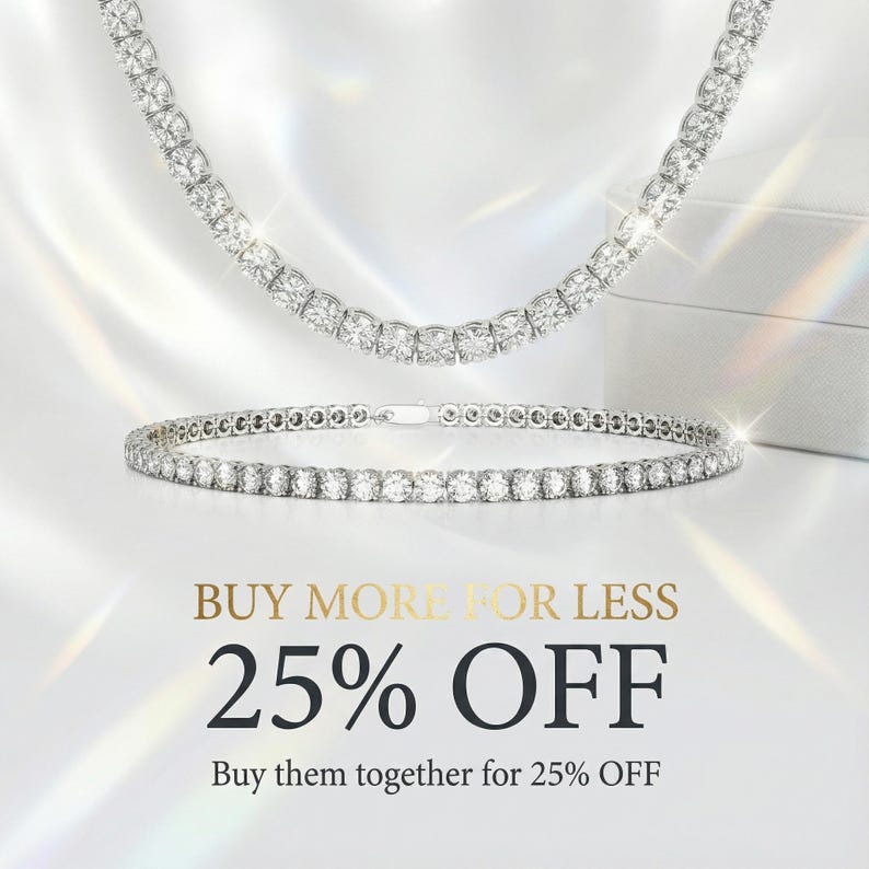 Diamond Chain Tennis Jewelry, Lab Diamond Necklace, Diamond Tennis Chain, 14kt White Gold image 4