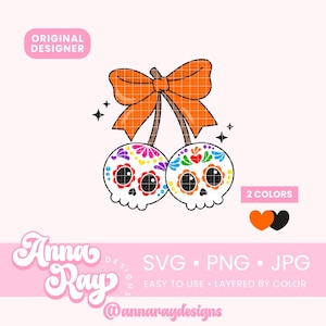 Coquette cerise Sugar Skull SVG PNG Téléchargement instantané, Dia De Los Muertos Sugar Skulls, Design de chemise Dia De Los Muertos, Coquette Sugar Skull