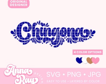 Mexican Talavera Chingona SVG PNG JPG Instant Download, Latina Svg Designs, Blue Talavera Design, Chingona Clay Talavera Design, Latinx Png