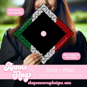 Talavera afstuderen Cap rand SVG PNG Instant Download, Latinx afstuderen, Talavera rand SVG, afstuderen Cap sjabloon, klasse van 2025