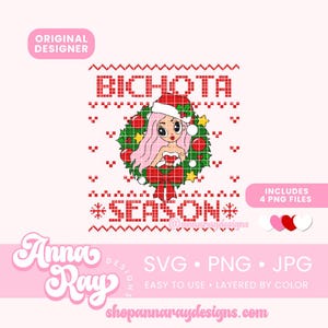 Suéter Karol G Bichota Temporada SVG PNG JPG Descarga Instantánea, Diseño de Sudadera Karol G, Bichota Temporada, Karol G Sirena Navideña Svg