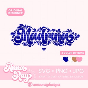 Mexican Talavera Madrina SVG PNG Instant Download, Blue Talavera Design, Madrina Latina Design, Dia De Las Madres Svg, God Mother Gift Ideas