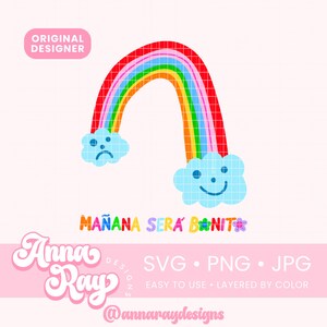 Karol G, Mañana Será Bonito, Happy and Sad Face Rainbow, SVG, PNG Digital File, Karol G Mañana Será Bonito Arcoíris de Cara Feliz Y Triste