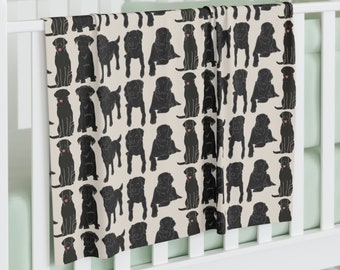 Baby Swaddle Blanket, Black Labrador Lover, Black Lab Mom Gift, Baby Gift, Labrador Retriever Family Dog