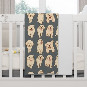 Soft Fleece Baby Blanket | Golden Retriever Baby Gift, Baby Shower Gift