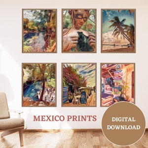 Mexico Wall Art Set of 6 Prints Gallery Wall Set, Mexico Art Print, Mexico Gallery Wall Set, Travel Art Print,Home Decor Posters