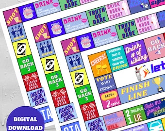 Let’s Get Drunk Drinking Board Game, Party Drinking Game, Adult Party Games, Pregame, Bachelorette Party, College, Digital download file