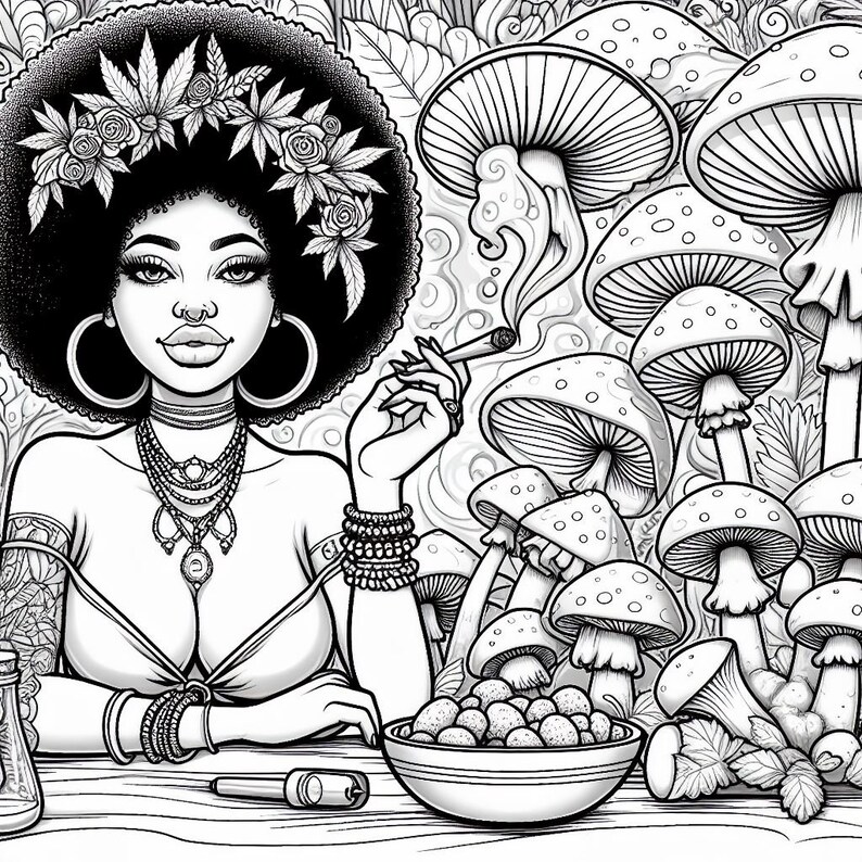 Stoner Chick, PLR Coloring Pages for Commercial Use, Printables, PLR