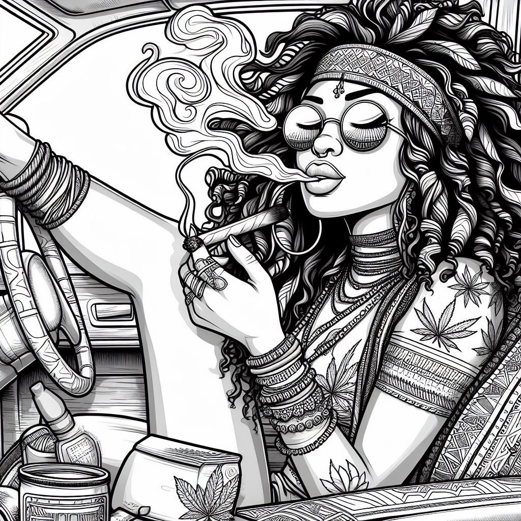 Stoner Chick, PLR Coloring Pages for Commercial Use, Printables, PLR Coloring Pages, Coloring ...