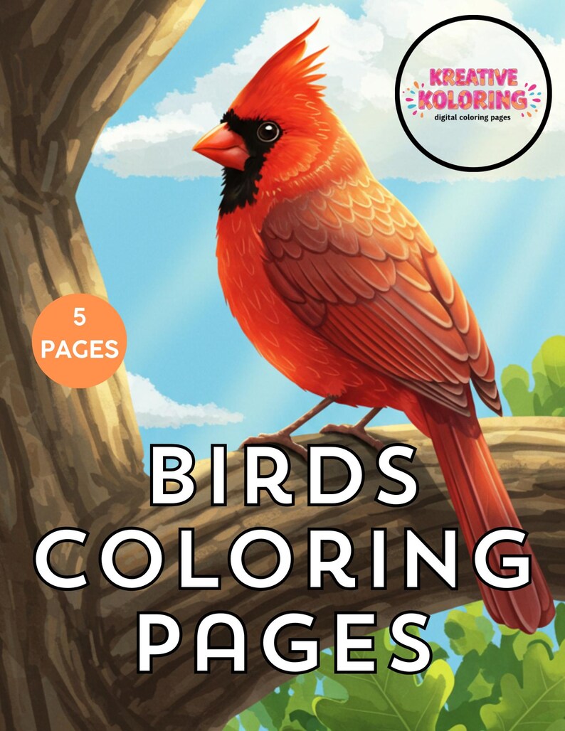 Birds Coloring Page, Coloring Pages, Printable Coloring Page - Etsy