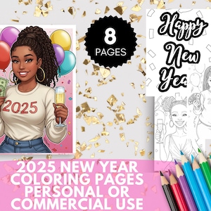 Pagine da colorare 2025 Pagine da colorare Melanina Pagine da colorare Capodanno PLR MRR