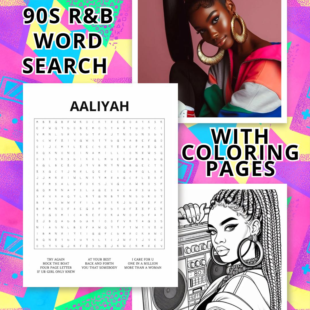 Melanin Coloring Pages Word Search Black Girl Magic Coloring Pages Word Search 90s RNB Word Search 90’s Coloring Black Girl Coloring Pages