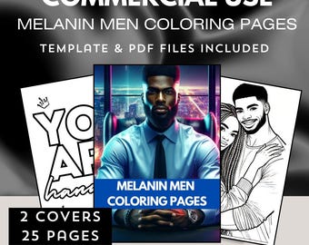Melanin Coloring Pages, Coloring Pages, Black Men Coloring Book, Black Love Coloring Pages, Canva Coloring Book, Digital Coloring Book