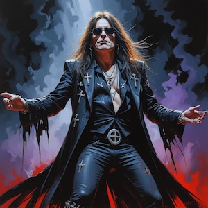 Ozzy Osbourne Rocklegende Poster - Heavy Metal Wandkunst - Gothic Konzert Bühne Gemälde - Dunkle Musik Ikonen Druck