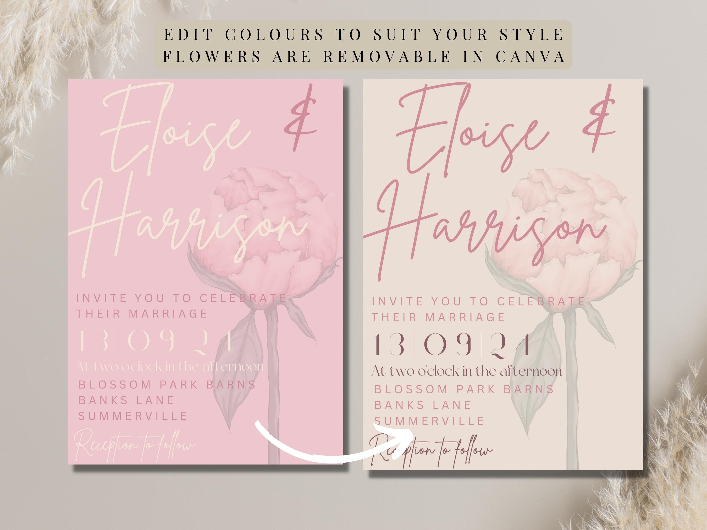 Modern Blush Pink Invitation Template Minimalist Invitation Etsy
