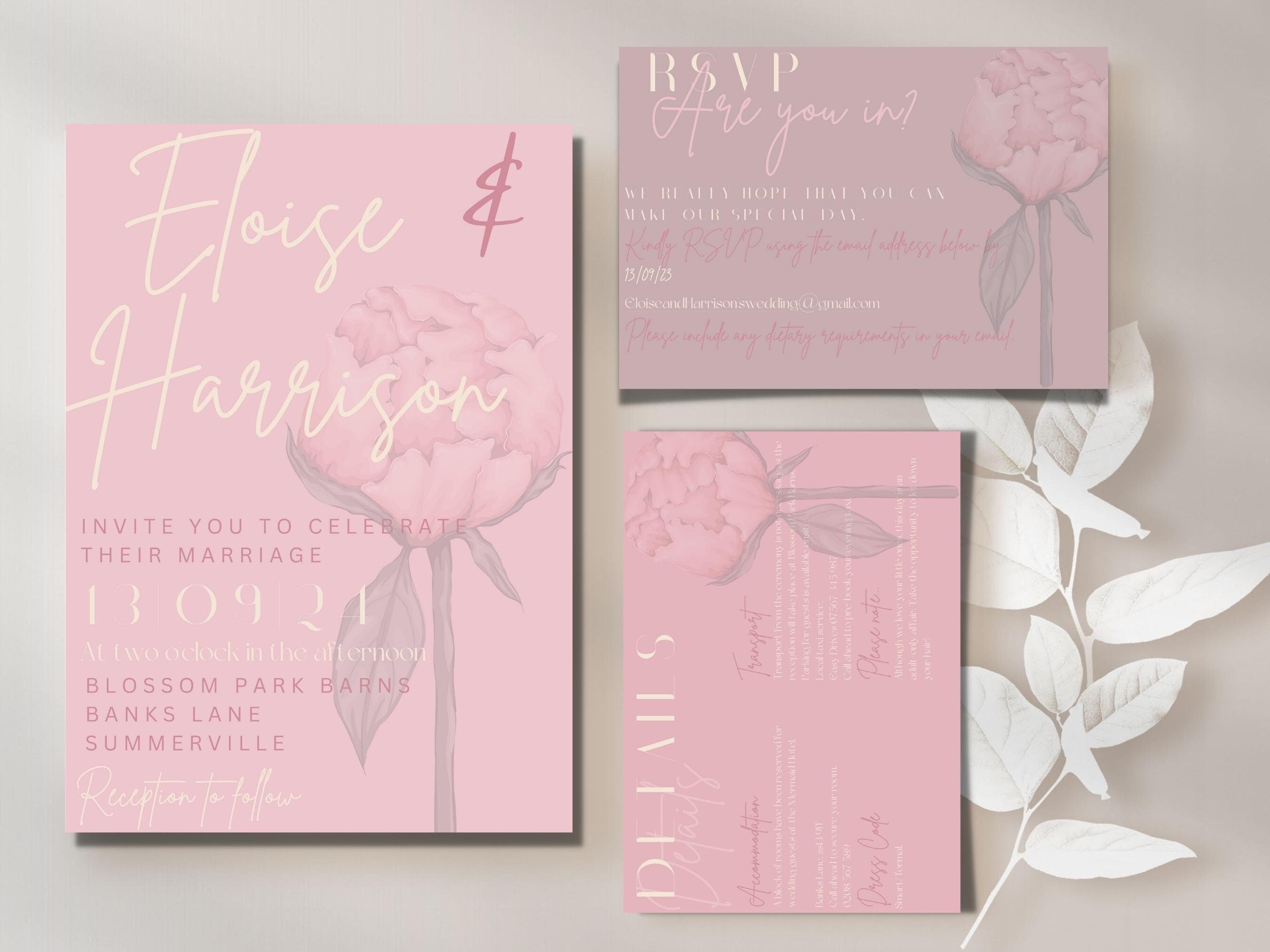 Modern Blush Pink Invitation Template Minimalist Invitation Etsy