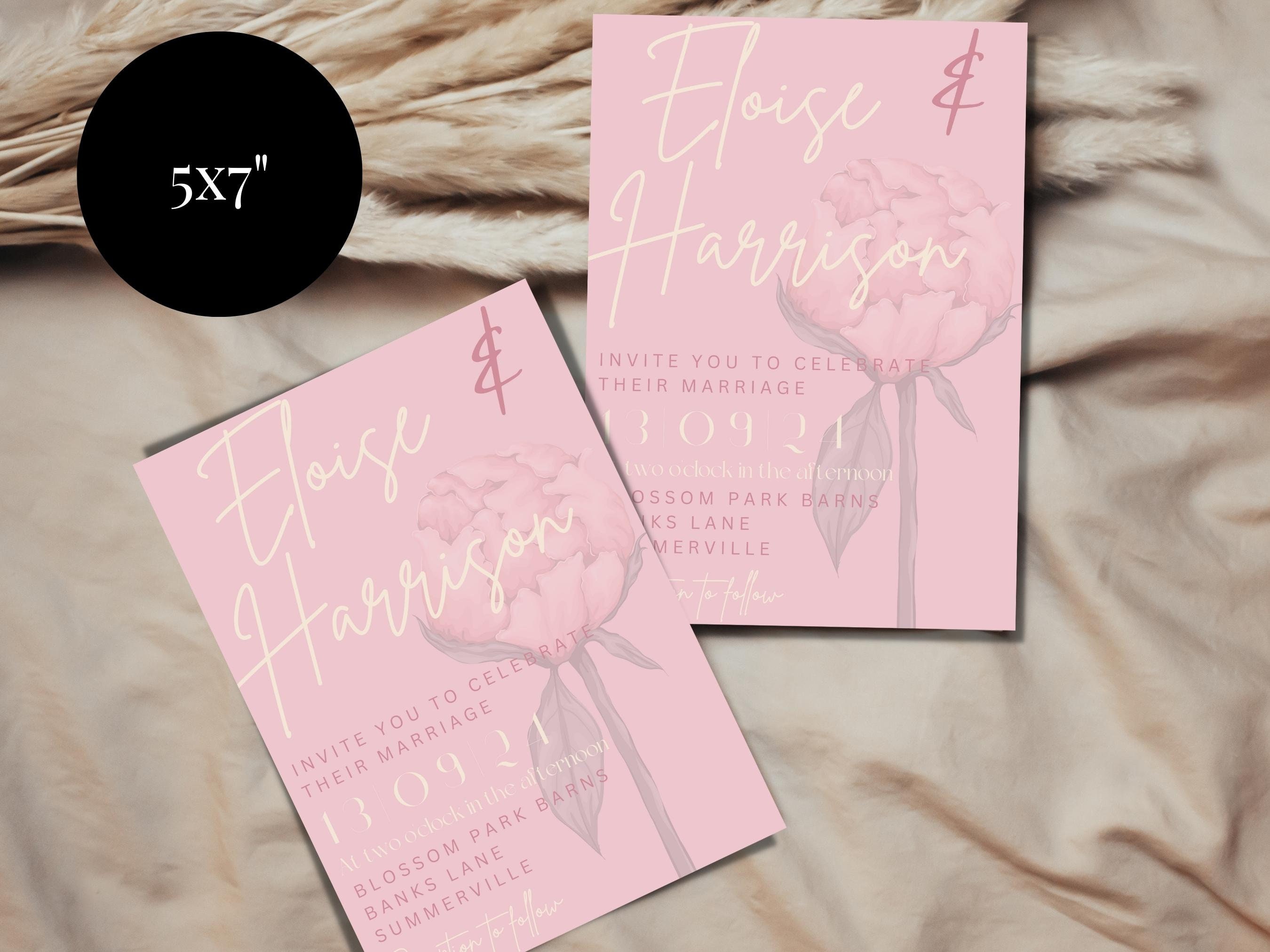 Modern Blush Pink Invitation Template Minimalist Invitation Etsy