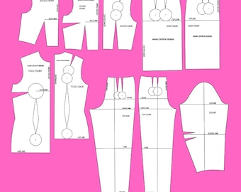 Half Scale Sewing Pattern Blocks: Bodice, Skirt, Trouser (PDF Download)