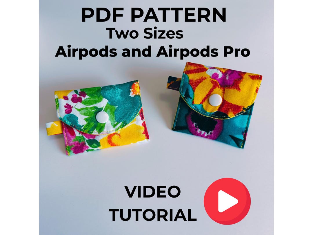 Airpod Case Pdf Sewing Pattern Beginner Friendly Pouch Video