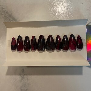 Black and Red glitter Press-On Nails