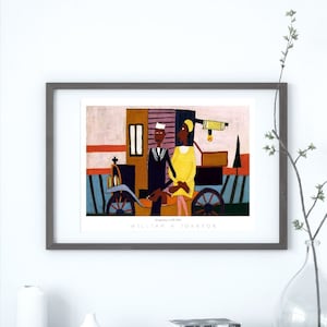 Vintage Couple Portrait Black | Art African American | Artist Print Black | Digital Art Black | Folk Art Black | African American Art | 3674