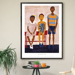 Vintage African American Art | Three Little Children | William H Johnson | Black Folk Art | Black Digital Art | Black Artist Prints | 3661