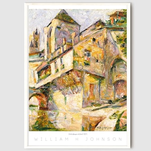 Vintage African American Art | Vielle Maison | William H Johnson | Neutral Landscape Abstract Wall Art | Retro Digital Print Neutral | 3617