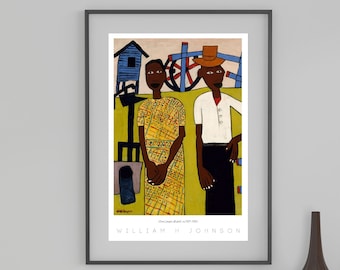William H Johnson Print: African American Folk Art, Farm Couple (Digital Download) 3627