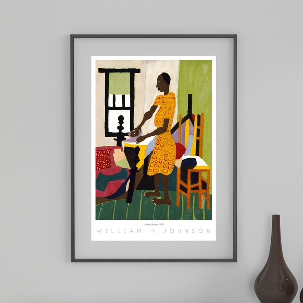 Vintage African American Art | Woman Ironing | William H Johnson | Black Woman Wall Art | Black Digital Art | Black Artist Prints | 3621