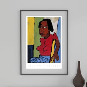 Vintage African American Art | Seated Woman | William H Johnson | Bright Wall Art | Printable Black Woman Art | Black Artist Prints | 3618