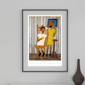 Vintage African American Art | Going Out | William H Johnson | Black Girl Wall Art | Black Digital Art | Black Artist Prints | 3620