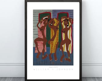 Vintage African American Art | Three Dancers | William H Johnson | Black Women Wall Art | Black Digital Art | Black Artist Prints | 3623