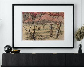 Vintage Helen Hyde Lithograph: Southern Spring Landscape (Digital Download) 3747