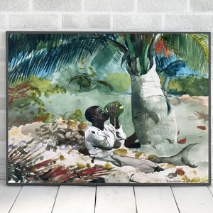 Winslow Homer Watercolor Print: Young Man Under Palm Tree (Digital Download) 3734